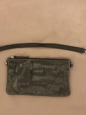 Danier Steel Gray Snake Print Leather Bag